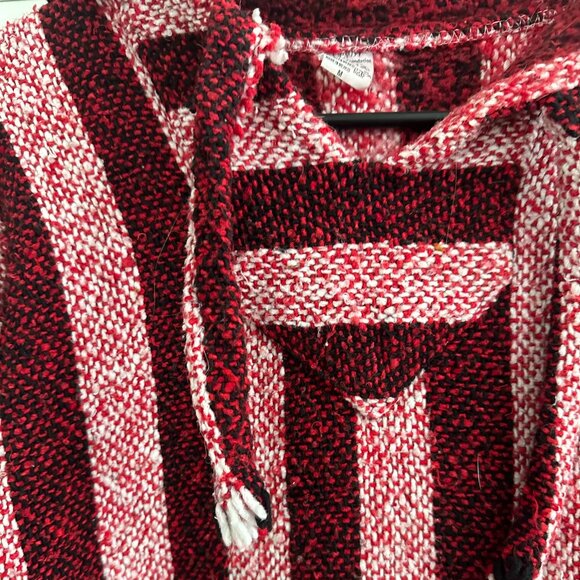 Baja Hoody Surf Poncho Pullover, Size: Medium, Red/White - Picture 4 of 7